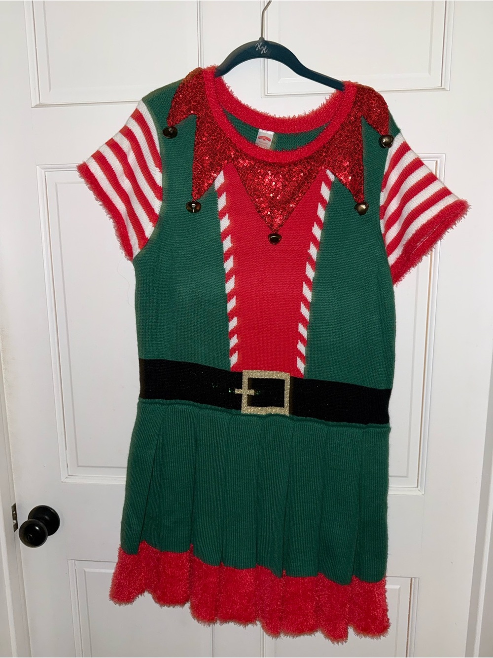Women’s  Holiday Elf Costume Dress - Red & Green